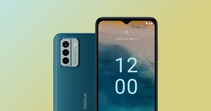 Nokia G22 mang trên mình ngoại hình vuông vức điểm lên logo Nokia thanh lịch