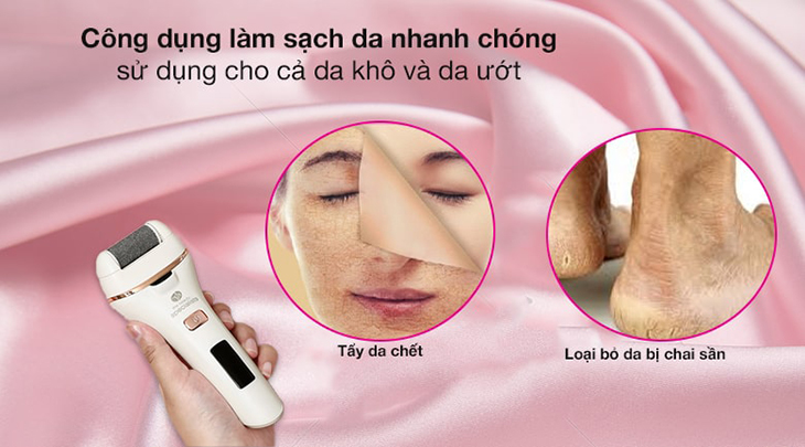 Máy chà gót chân làm sạch da dày, da chết và vết chai sần ở chân