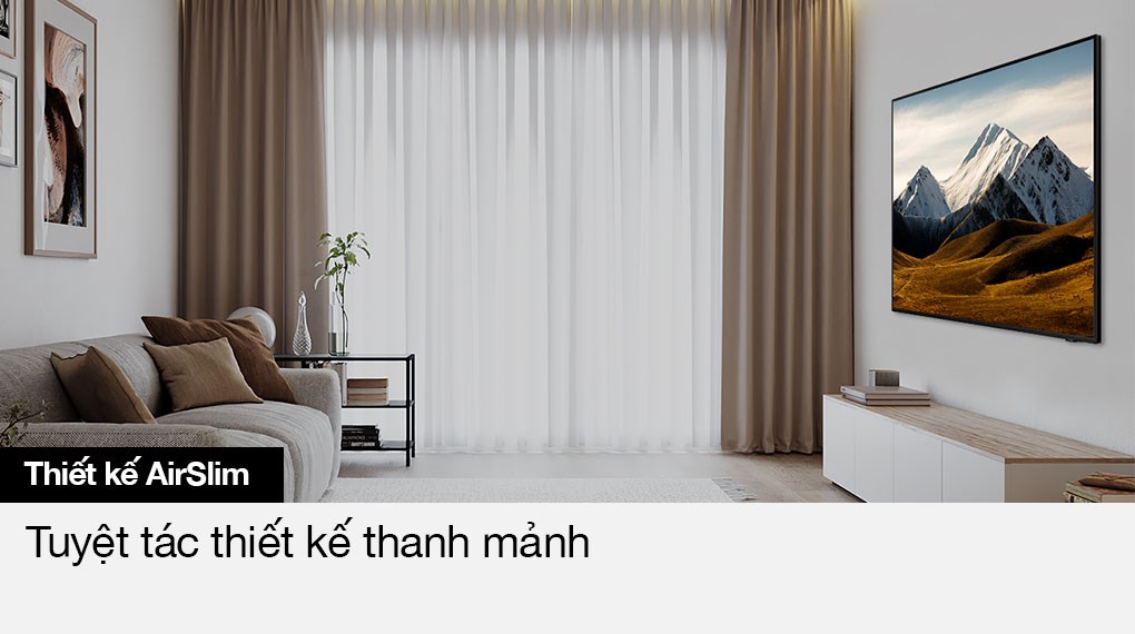 Smart Tivi Crystal UHD Samsung 4K 65 inch UA65DU8000 được thiết kế liền mạch, kiểu dáng tối giản dễ treo tường