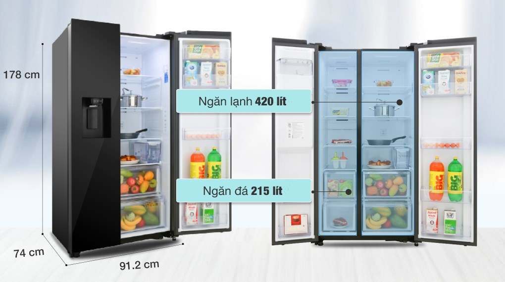 Tủ lạnh Samsung Inverter 635 lít Side By Side RS64R53012C/SV có ngăn lấy nước ngoài tiện lợi