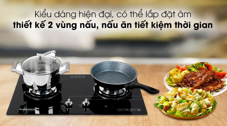 Bếp ga âm Sunhouse SHB5546MT có kiểu dáng hiện đại, phù hợp lắp đặt trong mọi không gian bếp