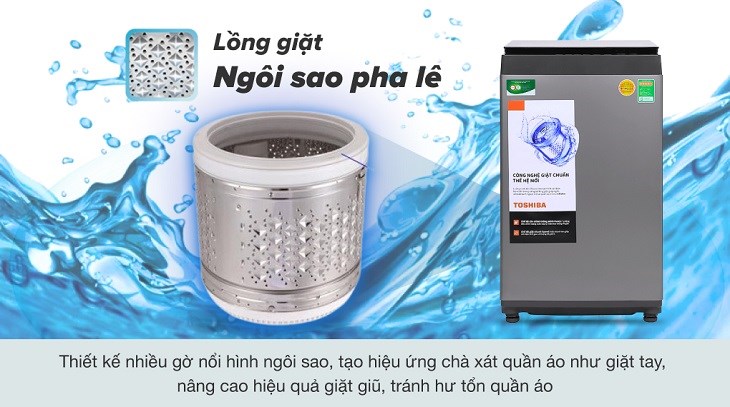 Máy giặt Toshiba 7 Kg AW-L805AV (SG) có thiết kế lồng giặt đứng truyền thống