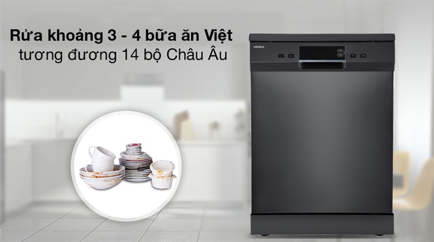 Máy rửa chén độc lập Hafele HDW-F60EB (538.21.310) có công suất hoạt động lớn là 2100W, nên có thể làm sạch lượng chén bát tương đương 3 - 4 bữa ăn Việt