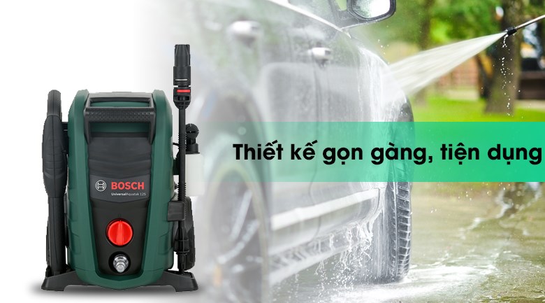 Máy rửa áp lực cao Bosch Universal AQT 125 1500W có thiết kế nhỏ gọn, phù hợp cho gia đình sử dụng
