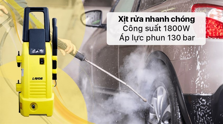 Máy rửa xe Lavor Ninja - Plus 130 1800W bao gồm dây và súng phun cao áp với độ xịt rửa cực mạnh