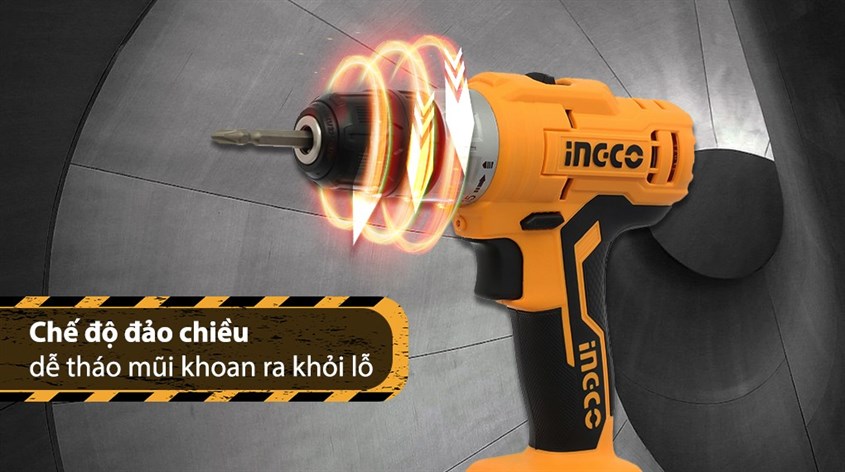 Máy khoan dùng pin như máy khoan vặn vít pin Ingco CDLI1221 12V thường sẽ được tích hợp chế độ đảo chiều