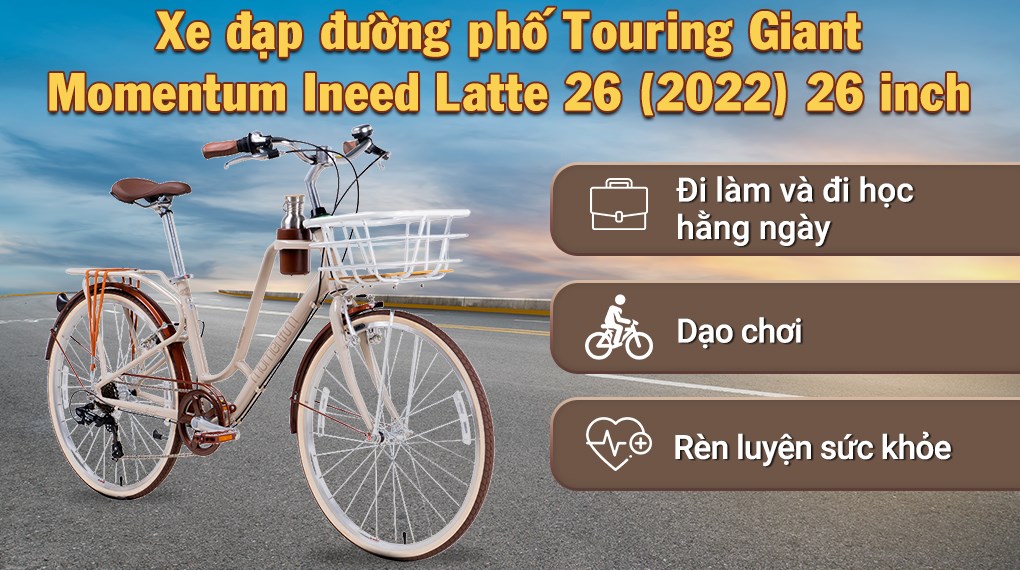 Xe Đạp Đường Phố Touring Giant Momentum Ineed Latte 26 (2022) 26 inch thiết kế đơn giản nhưng cũng không kém phần tinh tế, thanh lịch