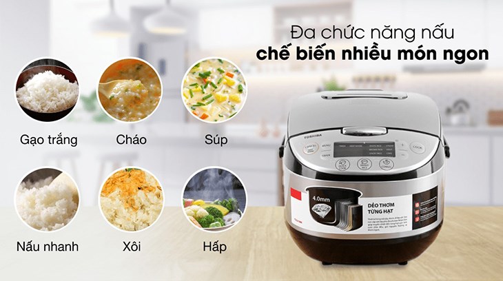 Nồi cơm điện tử Toshiba 1.8 lít RC-18DR2PV(K) được tích hợp nhiều chương trình nấu sẵn vô cùng tiện lợi