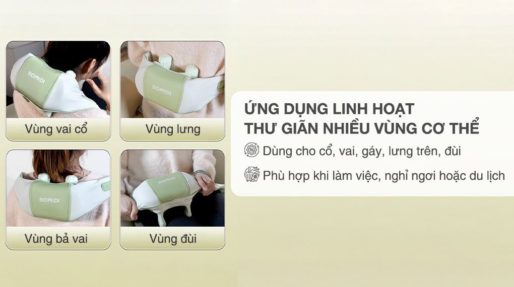 Máy massage cổ vai gáy Bomidi MP2 Lite có nhiều tính năng tiện lợi giúp mẹ của bạn được thư giãn thoải mái