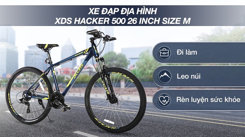 Xe đạp địa hình MTB XDS Hacker 500 là lựa chọn hàng đầu của các tín đồ đam mê phượt địa hình, leo núi hay đi học, đi làm bằng xe đạp
