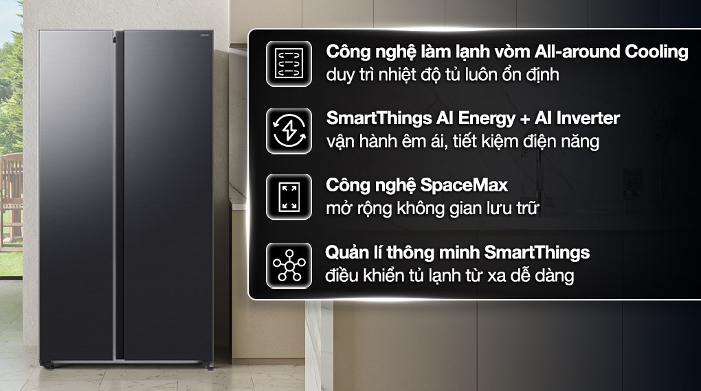Tủ lạnh Samsung Inverter 655 lít Side By Side RS70F65Q3FSV