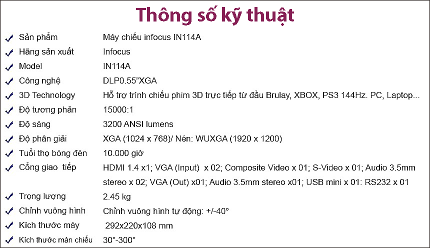 Bảng thông số kỹ thuật