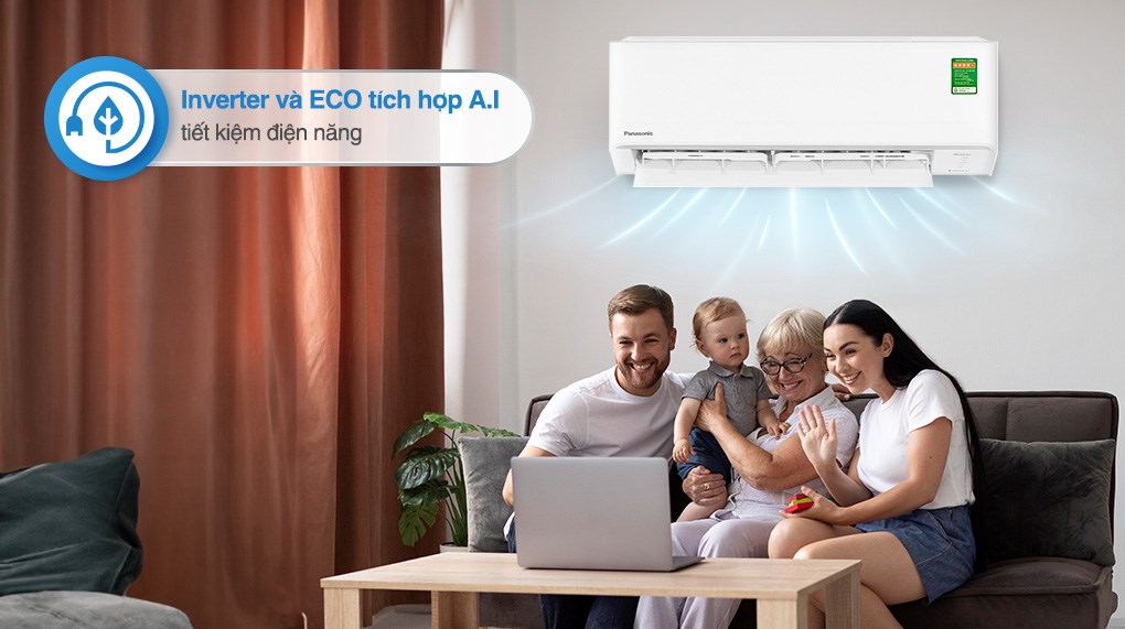 Máy lạnh Panasonic Inverter 1 HP CU/CS-PU9AKH-8 tiết kiệm điện tối đa với công nghệ Inverter và chế độ Eco