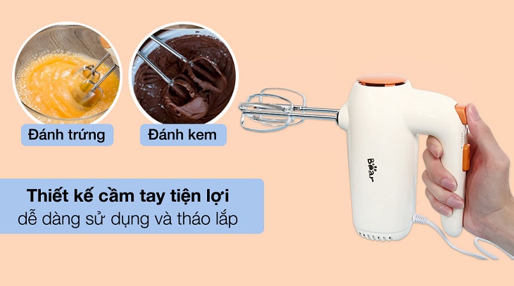 Máy đánh trứng cầm tay Bear DDQ-B01K1 là trợ thủ đắc lực của các bà nội trợ, giúp cho việc nấu nướng, làm bánh trở nên nhẹ nhàng thoải mái