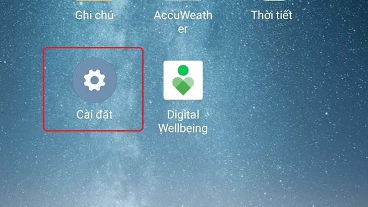 Chọn mục Cài đặt