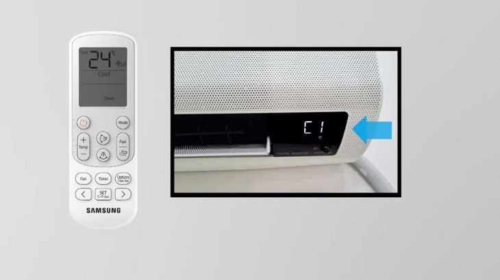 Màn hình dàn lạnh máy lạnh Samsung hiển thị chữ
