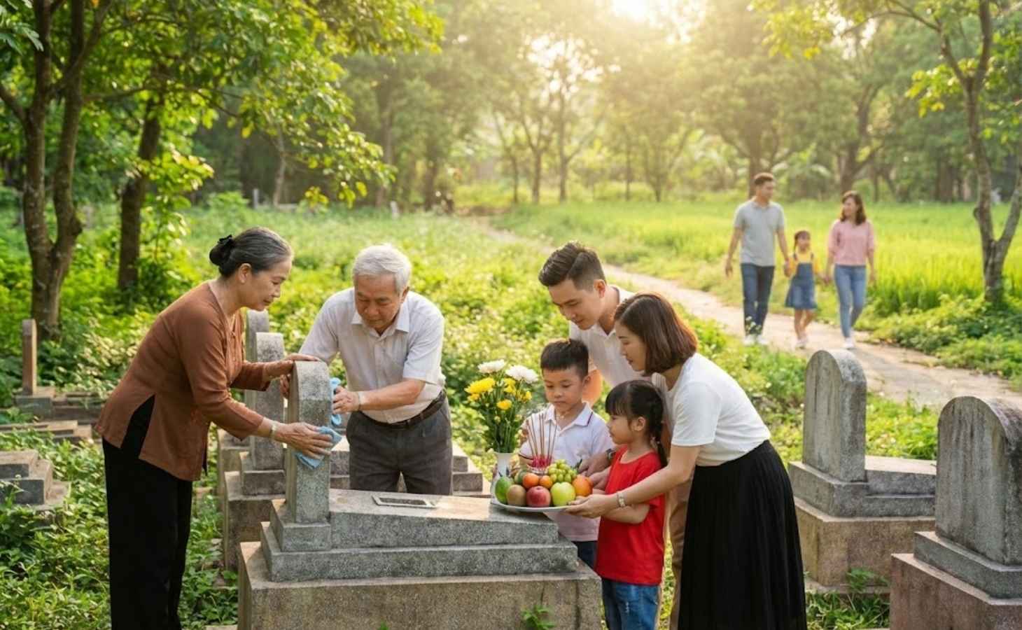 Tết Thanh minh là dịp để con cháu đi tảo mộ dịp đầu năm mới