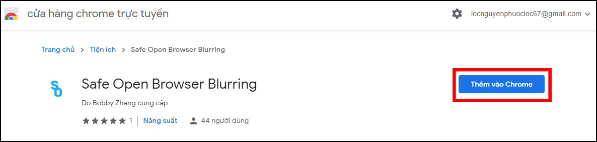 Cài đặt công cụ tiện ích Safe Open Browser Blurring