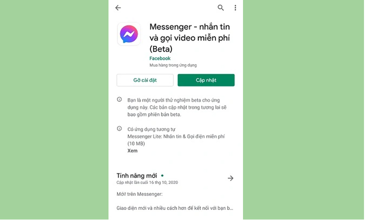 Bước 1: Cập nhật phiên bản mới nhất cho ứng dụng Messenger