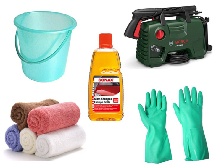 Dụng cụ cần chuẩn bị để rửa xe
