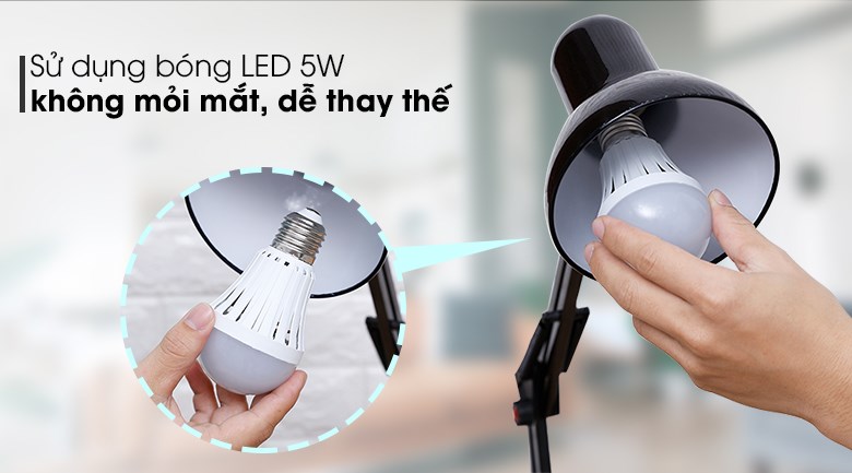 Đèn bàn học Điện Quang DKL14 B sử dụng đèn LED với công suất 5W không tạo cho người dùng cảm giác mỏi mắt