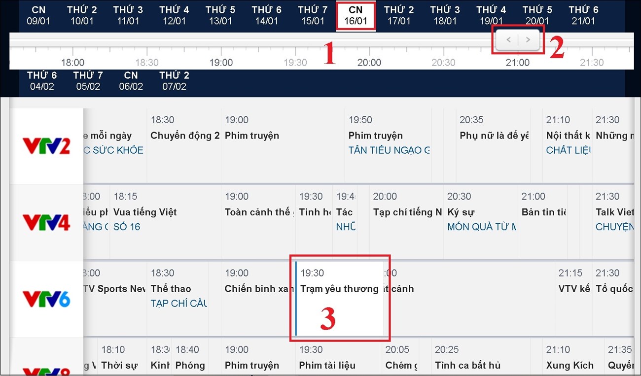 Lịch phát sóng VTV
