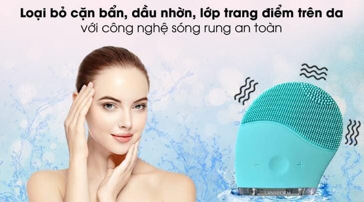 Máy rửa mặt và massage Lanaform Lucea LA13130806 sở hữu công nghệ sóng rung an toàn giúp loại bỏ cặn bẩn, dầu nhờn và lớp trang điểm còn sót lại trên da