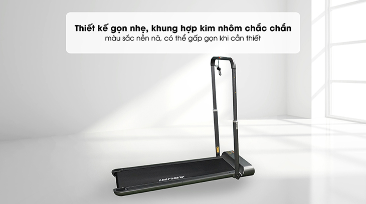 Máy Chạy Bộ Aguri AST-168 sở hữu thiết kế gọn nhẹ, khung hợp kim nhôm chắc chắn