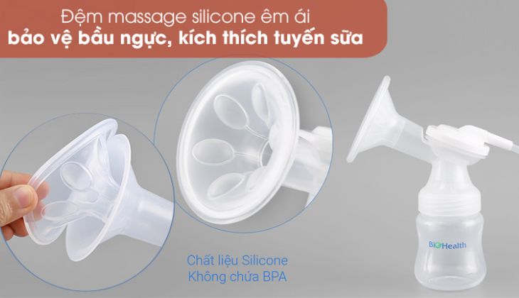 Máy hút sữa có đệm hút chất liệu silicone êm ái