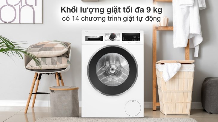 Máy giặt Bosch 9 kg WGG244A0SG tích hợp 14 chương trình giặt, có chương trình giặt Cotton/Coloured bảo vệ sợi vải
