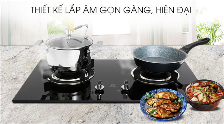 Bếp ga âm Electrolux EHG723BA có thiết kế sang trọng với tông màu đen bắt mắt