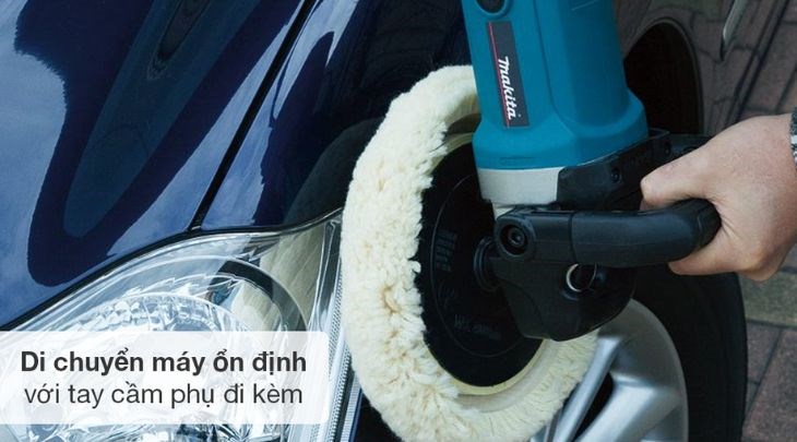 Máy đánh bóng Makita 9237C 1200W sử dụng điện năng để chà mịn, đánh bóng các vết xước sơn trên bề mặt ô tô