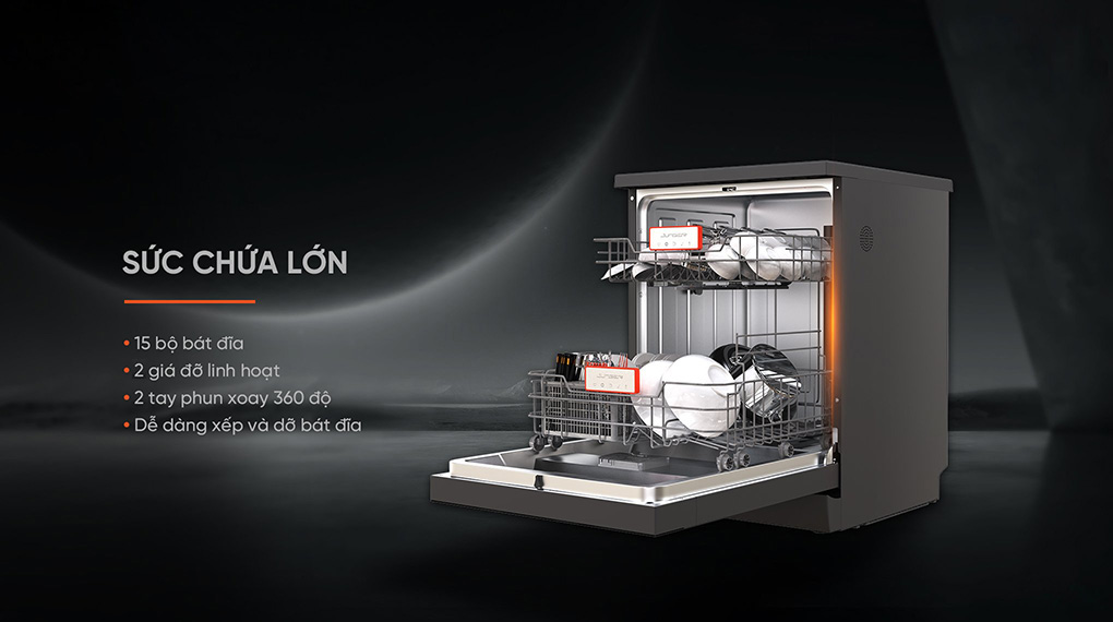 Máy rửa chén cao cấp Junger Leopard DWJ-143 có công suất 15 bộ bát đĩa Châu Âu giúp rửa sạch chén dĩa nhà bạn tốt hơn