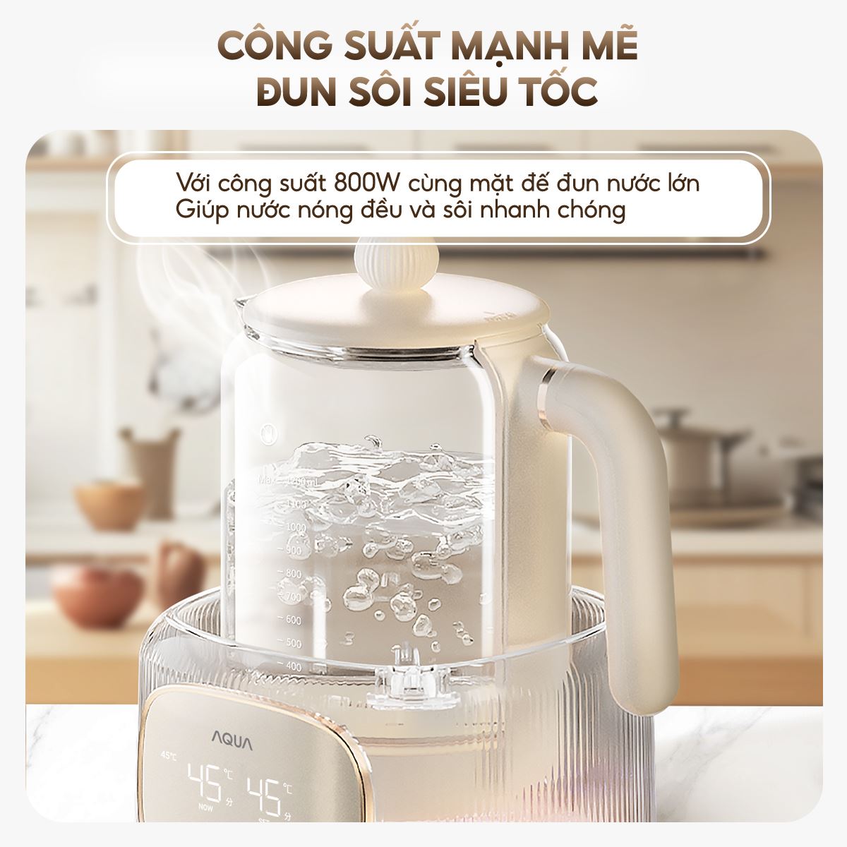 Bình đun pha sữa AQUA 1.2 lít AQS-MH121T