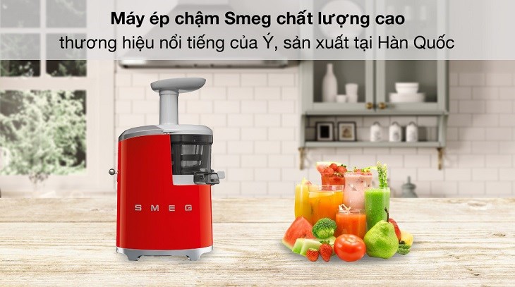 Máy ép chậm Smeg SJF01RDEU (535.43.629) đến từ thương hiệu nổi tiếng của Ý, được sản xuất tại Hàn Quốc