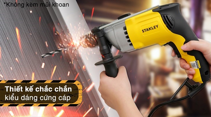 Máy khoan động lực dùng điện Stanley STDH7213-B1 800W có thân máy được làm từ chất liệu hợp kim và nhựa cứng cáp