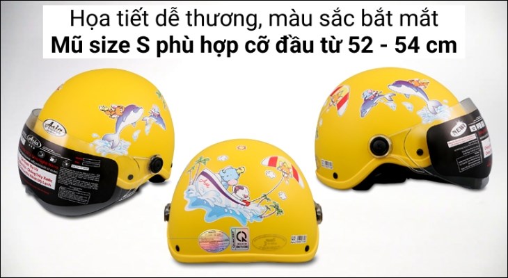 Mũ trẻ em 1/2 size S Asia MT-103KS vàng có thiết kế dễ thương, dễ dàng thu hút sự chú ý của các bé