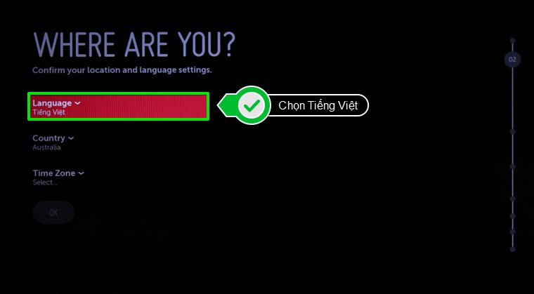 Chọn Tiếng việt