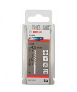 Bộ mũi khoan sắt Bosch 4.5mm HSS-G (Hộp 10 mũi)