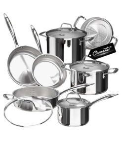 Bộ nồi inox Ciwete set 7 món ( 2 chảo inox, 1 quánh, 1 nồi chảo, 2 nồi, 1 xửng hấp)