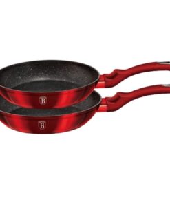 Bộ 2 chảo Berlinger Haus BH/1612NF 2pcs Frypan Set 22 - 26cm chống dính phủ đá màu đỏ - Metallic Line