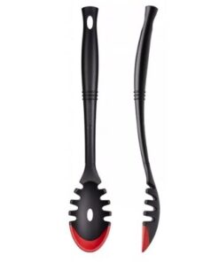 Dụng cụ vớt mỳ LeCreuset Pastalöffel mit Silikon-Einsatz 34cm, Schwarz/Rot - màu đen/đỏ