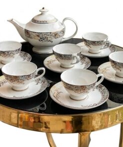 Bộ trà sứ xương Imperial London xanh ngọc dây vàng (13 chi tiết)