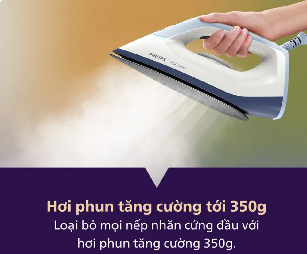 Bàn Ủi Hơi Nước Philips PSG3000/20 Chức năng phun hơi tăng cường 350g