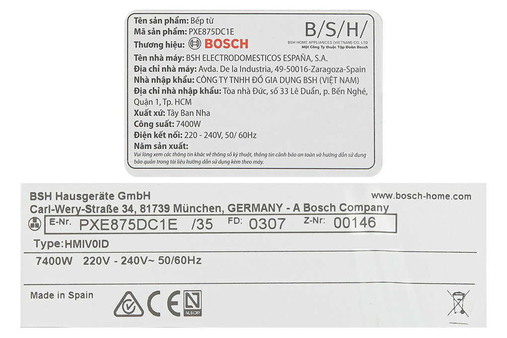 Bếp từ 4 vùng nấu lắp âm Bosch PXE875DC1E Bếp từ 4 vùng nấu lắp âm Bosch PXE875DC1E