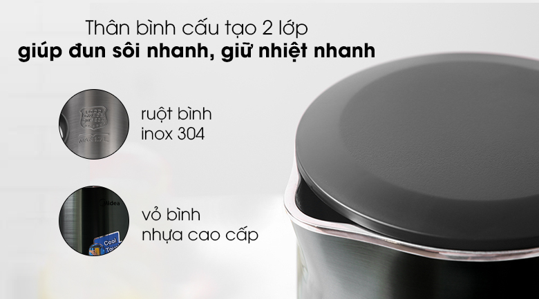 Chất liệu - Bình đun siêu tốc Midea MK-317DC Bình đun siêu tốc Midea 1.7 lít MK-317DC Chất liệu - Bình đun siêu tốc Midea MK-317DC