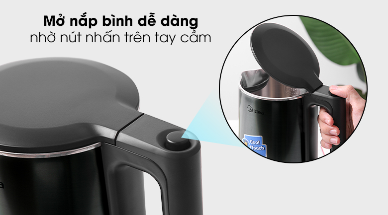Mở nắp - Bình đun siêu tốc Midea MK-317DC Bình đun siêu tốc Midea 1.7 lít MK-317DC Mở nắp - Bình đun siêu tốc Midea MK-317DC