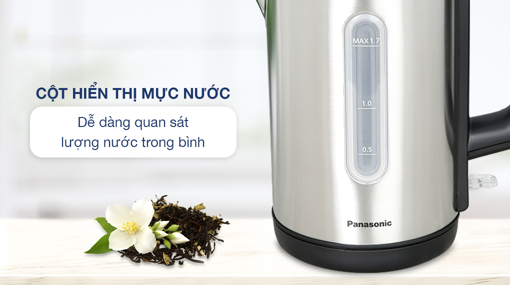Bình đun siêu tốc Panasonic 1.7 lít NC-K301SRA - Cột hiển thị mực nước Bình đun siêu tốc Panasonic 1.7 lít NC-K301SRA - Cột hiển thị mực nước