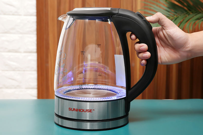 Bình đun siêu tốc Sunhouse 1.7 lít SHD1217 Đèn báo - Bình đun siêu tốc thủy tinh Sunhouse 1.7 lít SHD1217 Đen