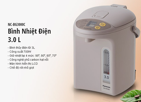 Bình thủy điện Panasonic NC-BG3000CSY 3 lít Bình Thủy Điện PANASONIC NC-BG3000CSY